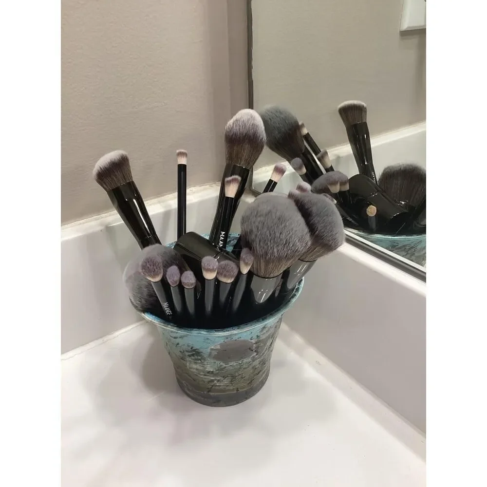 Maange 20 Pcs Black Double-End Multi-functional Makeup Brushes With Gift Box